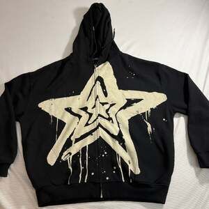 Silence + Noise Bleached Star Zip-Up Hoodie Sweatshirt